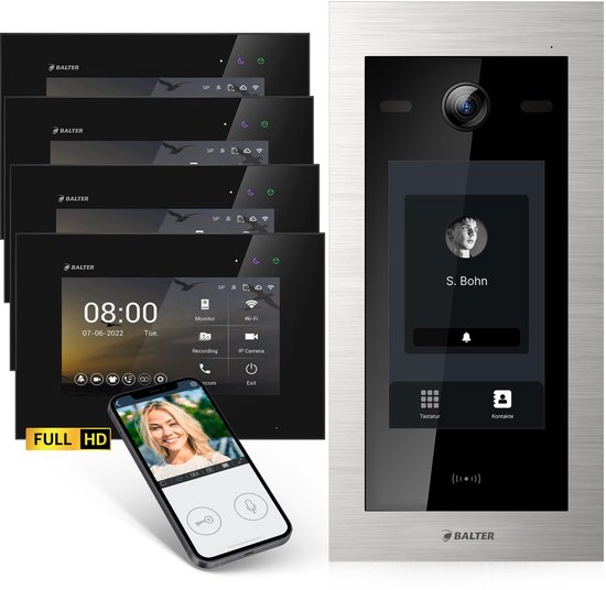 Video Deurbelset 7 Inch Touchscreen - Full HD Camera - 2-Draads Bekabeld - Waterafstotend - Voor Eengezinswoning