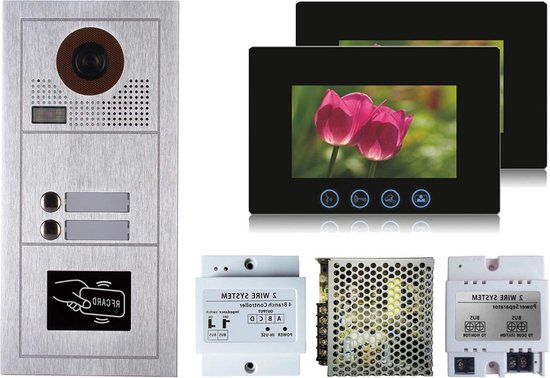 Video Deurintercom - Bel Systeem - Veiligheid Thuis - 2 Draads Installatie - 7 of 10 inch monitor - Zwart