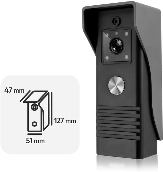 video deurintercom, intercomsysteem, 7-inch kleurenmonitor, zwart van Merkloos