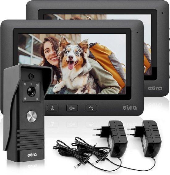 Video Deurintercom Systeem 4-Draad Aansluiting met Twee 7-Inch Kleurenschermen van Merkloos