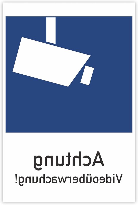 Videobewaking Schild - Bewaking Sticker - Veiligheid Vergroten - DIN 33450 Ontwerp - 50 x 75 mm - Symbool + Tekst