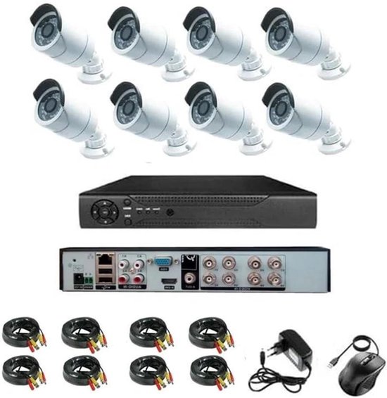 Videobewakingsset AHD - Full HD Systeem - Huis Beveiligen - 8 Camera's - 2 MP - Wit van Merkloos