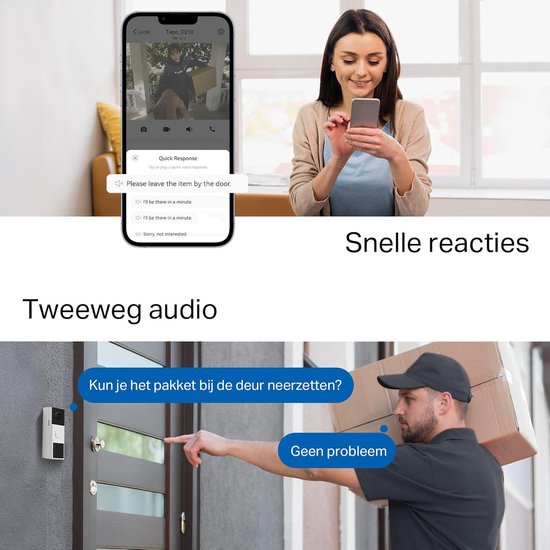 videodeurbel, batterij (videodeurbel), deurbel met camera, 2K 3MP, nachtzicht, tweewegsaudio, 6400mAh, niet-verwijderbare batterij, AI-herkenning, met beltoon, zonder abonnement van Merkloos