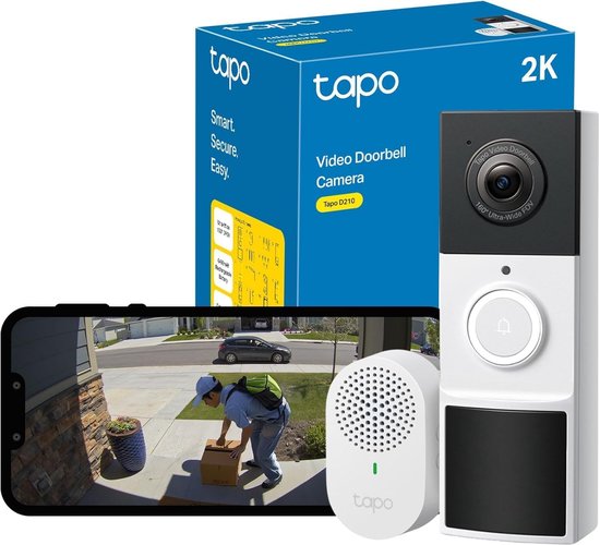 Videodeurbel Tapo D210 - Draadloos op Batterij, 2K Camera, Kleuren Nachtzicht, 160° Kijkhoek
