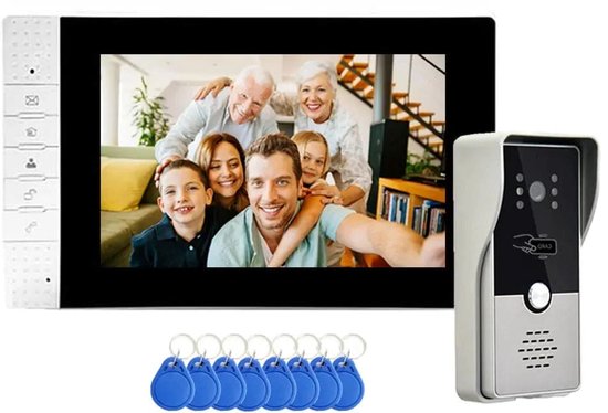 Videodeurbel – Video Deurintercom – Slimme Deurbel – Deurbel Met Camera – Deurintercom Set – 7-inch Kleurentouchscreen – RFID Toegangssysteem van Merkloos
