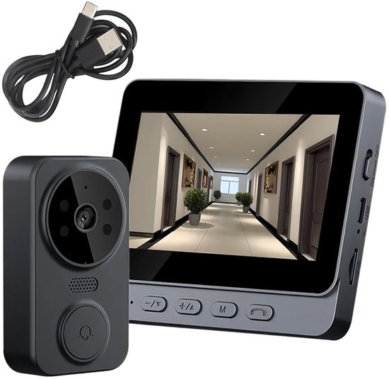 Videodeurbel - Visueel intercomsysteem - Slimme Videodeurbel - Uitgerust met Camera en Display - 4,3-inch 1080p HD-display / 170° Groothoek / Nachtzicht / Tweeweg Spraakbediening