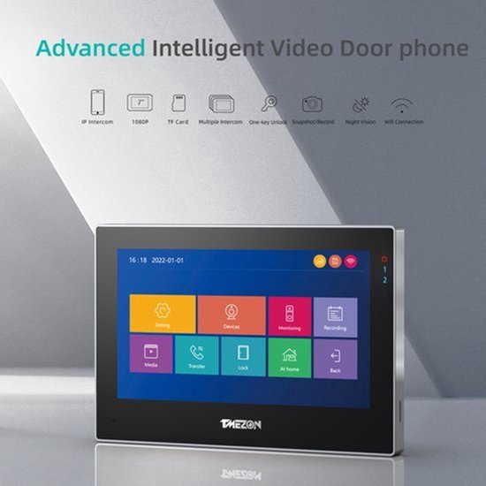 Videodeurbelset - 7 Inch Touchscreen - 1080P Resolutie - Met App - Voor Buiten