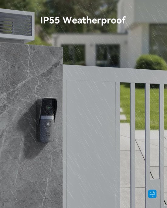 videodeurintercomsysteem, 4-draads deurintercom met camera, 7-inch monitor met bedrade deurbel, nachtmodus, live weergave en gespreksfunctie, ontgrendelen via monitor, 16 beltonen van Merkloos