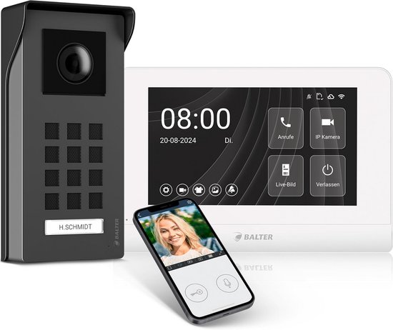 Videofoon Deurbel Set met Camera en 7 Inch HD Monitor - Twijndraads Installatie voor Eenhuis van Merkloos