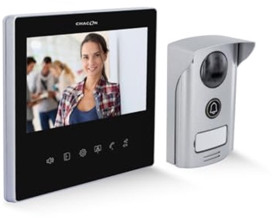 Videotelefoon met 7 inch scherm - Ultra Slim, Zwart, Inclusief Nachtzicht en Tweedirectionele Communicatie