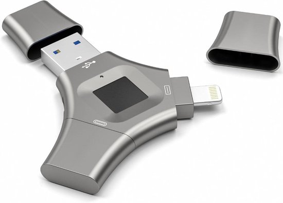 Vingerafdruk U-schijf - Data opslag - Veilige bestanden - 3-in-1 connectiviteit - 512 GB - Zwart
