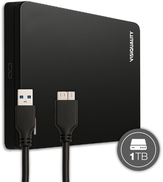 VisiQuality High-Speed Externe Harde Schijf 1 TB - Draagbare Harde Schijf USB 3.0 - Voor Windows & Mac - Xbox & PS4 games - Compact - Met handleiding - Zwart van Merkloos