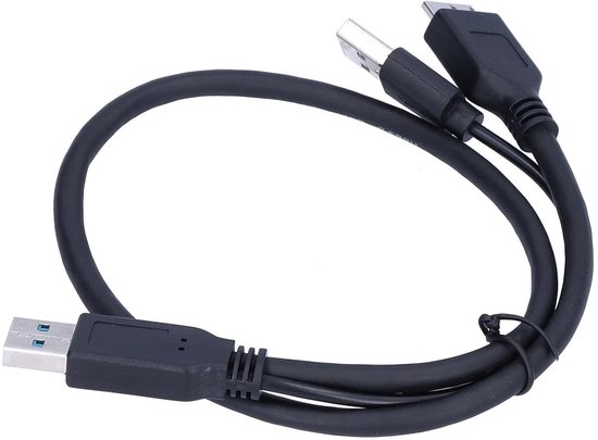 Voedingskabel Harde Schijf - Y-Type Kabel Data - Externe Schijf Koppelen - Dubbele Stroom en Data - 0.5 meter - Zwart