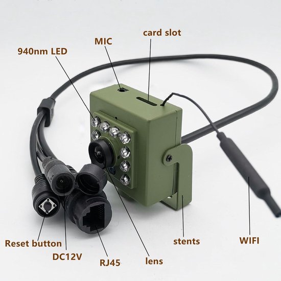 Vogelvoeder Camera – Slimme HD Vogel Observatie Camera met 10 LED Nachtvisie, Bewegingsdetectie, WIFI voor Vogelhuis, Eekhoornvoeder, en Vlinderhuis (IMX307) van Merkloos