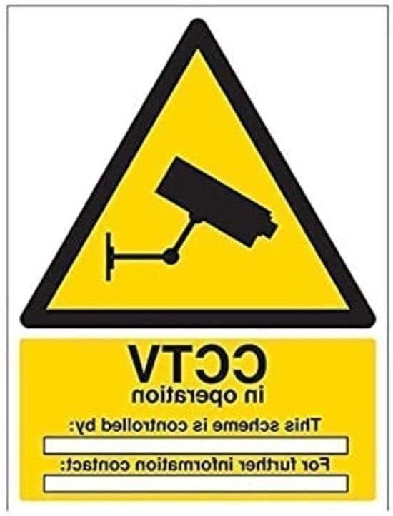 Waarschuwingsbord Camera Toezicht - CCTV Bord - Veiligheid Aangeven - Conform EN ISO 7010 - 300x400mm - Zwart Geel