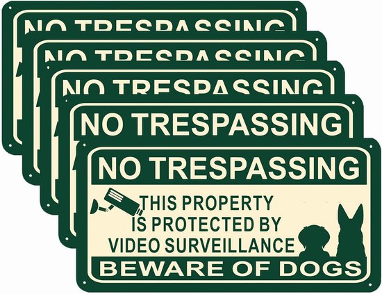 Waarschuwingsbord Honden - Pas Op Teken - Huis Beveiligen - Video Bewaking - 12.7x25.4cm - Zwart