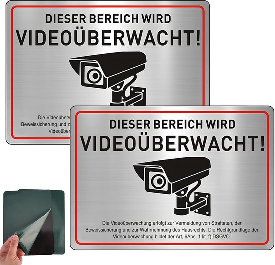 Waarschuwingsborden Camera - Camerabewaking Schild - Beveiliging Huis - Zelfklevend Makkelijk - 20x15cm - Zwart van Merkloos