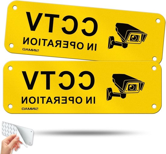 Waarschuwingssticker Camera - Camerabeveiliging - Veiligheid Vergroten - Reflecterend Materiaal - 15x5 cm - Geel