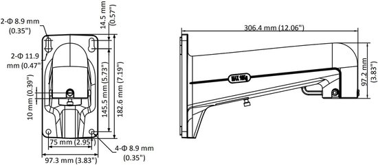 Wandhouder Camera - Muurbeugel Beveiliging - Buiten Surveillance - Stevige Constructie - 30cm Lengte - Wit van Merkloos