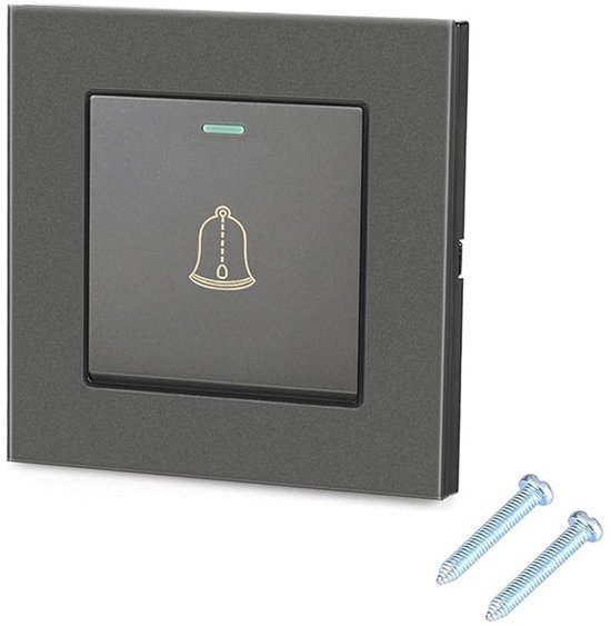 Waterdichte Deurbelknop Buiten Zwart - 220-250V Drukknop van Glas met Schroeven - Eenvoudige Installatie voor Thuis en Hotel