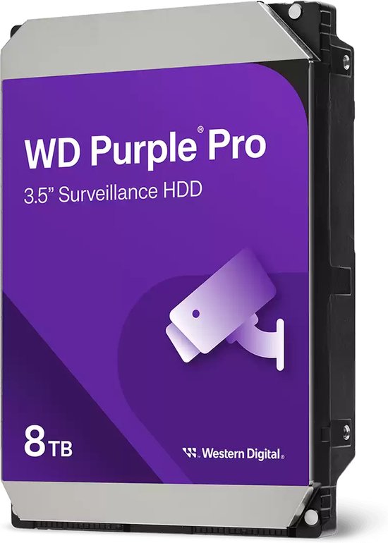 WD Purple Pro WD8002PURP - Vaste schijf 8 TB - bewaking, slimme video - intern - 3.5" - SATA 6Gbs - 7200 tpm -buffer: 256 MB van Western Digital