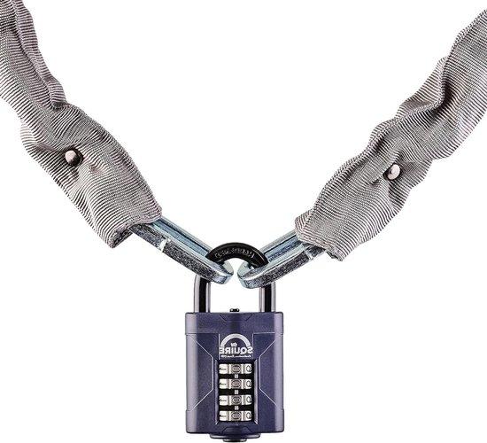 Weerbestendig stalen kettingslot met huls - multifunctioneel zwaar belastbaar hangslot en kettingset - vierwielige en vierkante schakelketting - CP50/36 van Weer