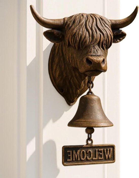 Welkom Deurbel Koe - Deurbel Boerderij - Gastvrij Ontvangen - Gedetailleerd Koe Design - 25 x 30 x 5 cm