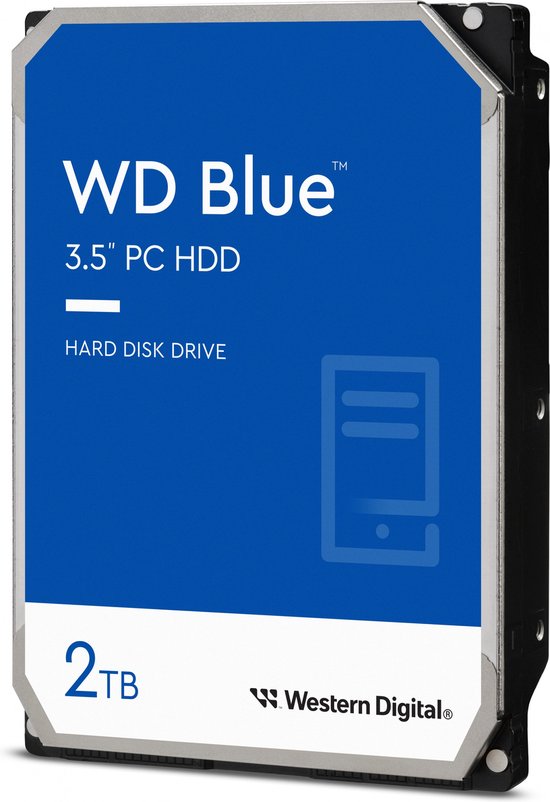 Western Digital Blue WD20EARZ interne harde schijf 2 TB 5400 RPM 64 MB 3.5" SATA III van Merkloos
