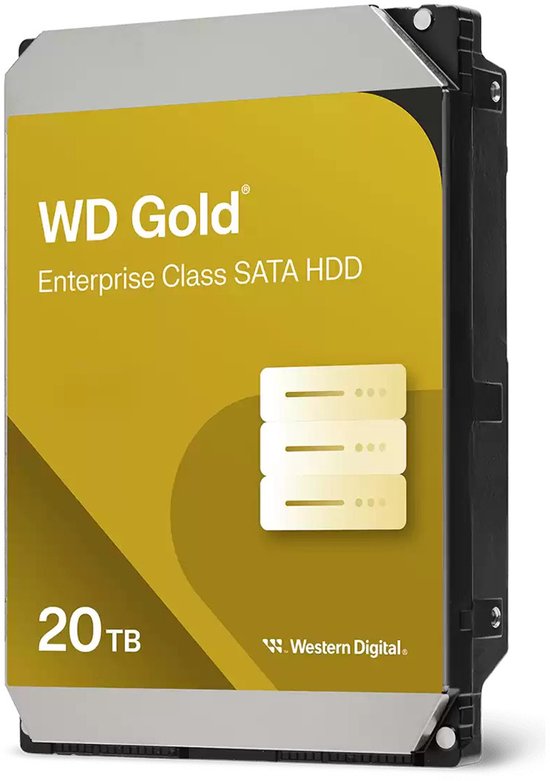 Western Digital Gold WD203KRYZ interne harde schijf 20 TB 7200 RPM 512 MB 3.5" SATA van Merkloos