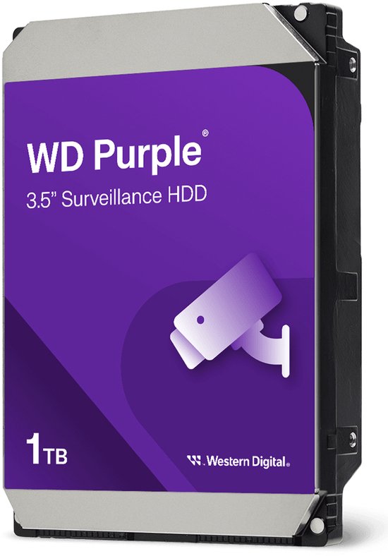Western Digital Purple interne harde schijf 1 TB 5400 RPM 64 MB 3.5" SATA III van Merkloos