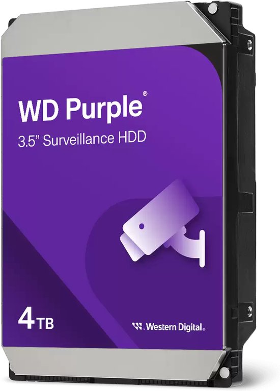 Western Digital Purple interne harde schijf 4 TB 5400 RPM 128 MB 3.5" SATA III van Merkloos