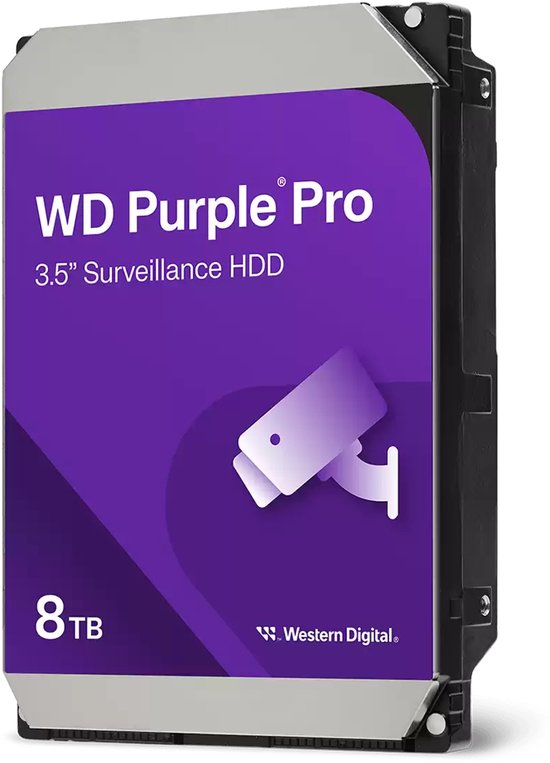 Western Digital Purple Pro Smart Video HDD 8TB interne harde schijf 7200 RPM 3.5" SATA van Merkloos