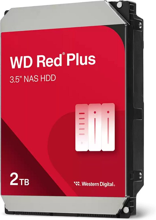 Western Digital Red Plus - Interne harde schijf - NAS HDD - 64MB Cache - 2 TB