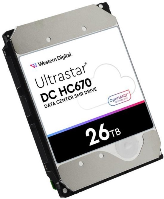 Western Digital Ultrastar DC HC670 26TB Enterprise HDD 3.5 Inch 7200 RPM SATA/SAS 512MB Cache UltraSMR HelioSeal OptiNAND Datacenter Harddisk van Western Digital