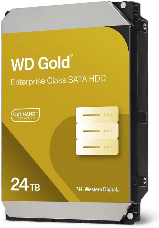 Western Digital (WD) Gold Enterprise HDD - 24TB - 3.5 inch - 7200 RPM - 512MB Cache - SATA III - WD242KRYZ van Merkloos
