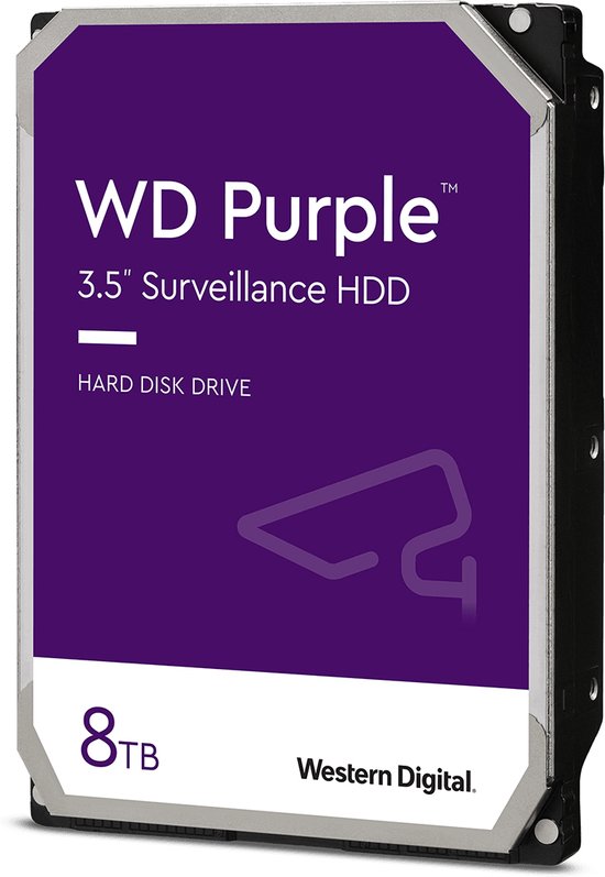 Western Digital WD Purple interne harde schijf 8 TB 5640 RPM 128 MB 3.5" SATA III van Western Digital