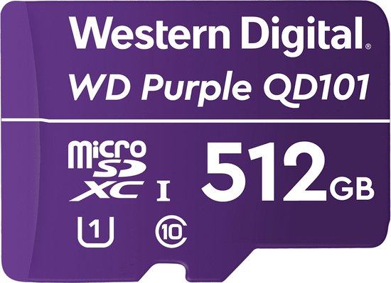 Western Digital WDD512G1P0C WD Purple 512GB microSD geheugenkaart voor bewakingscamera's van Western Digital