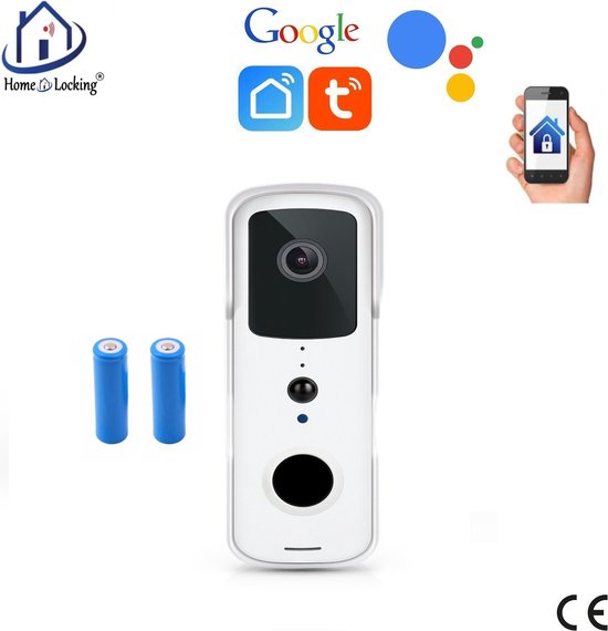 WIFI buiten videofoon 2.0MP met 2 oplaadbare batterijen en kan werken met spraakgestuurde apps. T-2051. van Merkloos