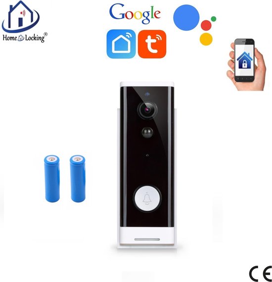 WIFI buiten videofoon 2.0MP met 2 oplaadbare batterijen en kan werken met spraakgestuurde apps. T-2090. van Merkloos