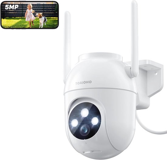 Wifi-buitencamera 5 MP met 360 graden rotatie en nachtzicht van Merkloos