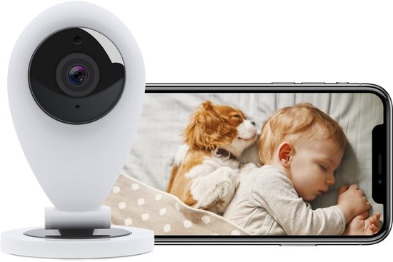 Wifi camera binnen - Beveiligingscamera huisdier - Huis in de gaten - Tweeweg audio - 6m nachtzicht - Wit