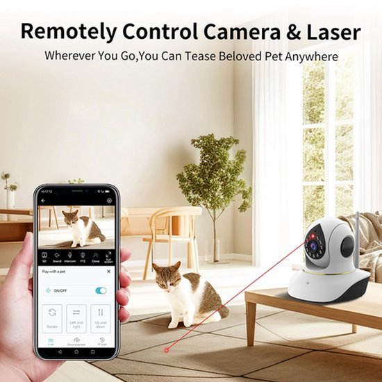 WiFi-camera Binnen IP-camera Huisdiermonitor 360° PTZ Huisbeveiliging Bewaking Bewegingsdetectie（Geen geheugenkaart meegeleverd）