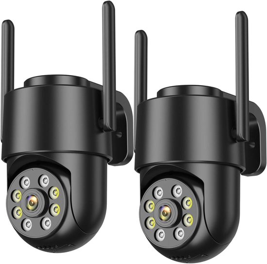 Wifi Camera Buiten - Beveiligingscamera Binnen - Huis Bewaken - Kleuren Nachtzicht - IP66 Waterdicht - Zwart