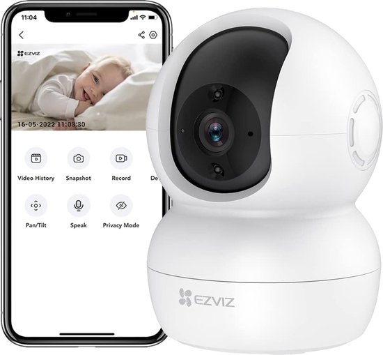 Wifi-IP-camera bewakingscamera voor binnen draaibaar 1080p twee-weg audio bewegingsdetectie IR-nachtzicht babyfoon compatibel met Alexa van EZVIZ