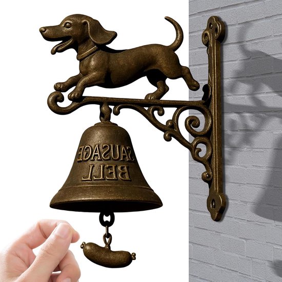 Winkelbel - Deurbel - Gasten Welkom - Uniek Hond Design - 20 cm - Zwart