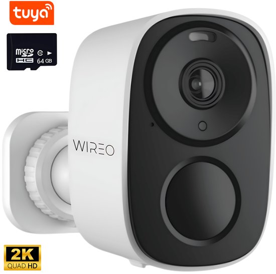 WiREO SecureView™ Oplaadbare IP Camera voor Buiten - Draadloze Beveiligingscamera - Motion Tracking - Ingebouwde Mic & speaker - SD-kaart & Cloud Opslag mogelijk - Night Vision - 5000mAh ingebouwde batterij - GRATIS 64gb SD-kaart van Merkloos