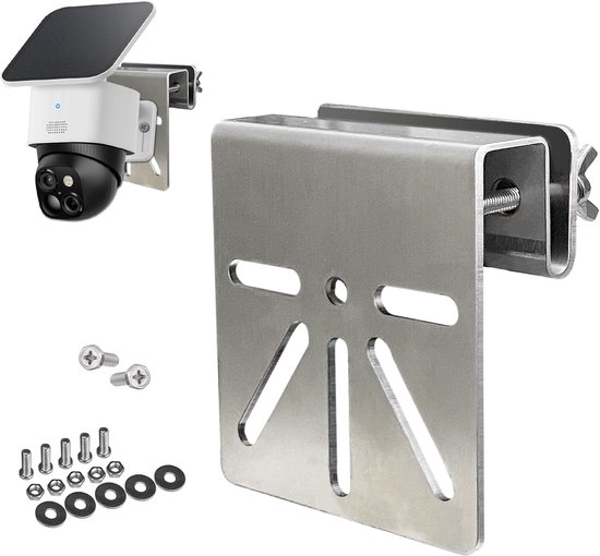 WiTi Dakgoot montage roestvrij stalen beugel geschikt voor Eufy Security SoloCam S340, zonne-beveiligingscamera houder anti-roest schroeven, geen boor installatie compatibel met IP PTZ DomeCameras Outdoor van Merkloos