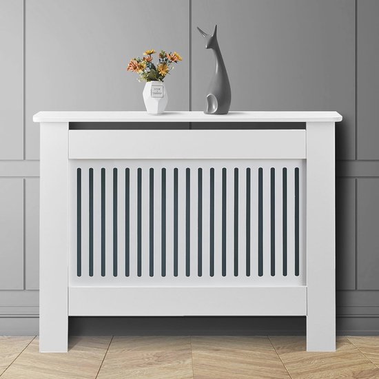 Witte Radiatorafdekking van Hout voor Woonkamer en Hal - Verticaal Gelamineerd 109 cm van vidaXL