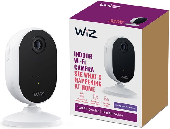 WiZ Slimme Binnencamera - Home Monitoring - Bedrade camera - Koppel met je slimme WiZ verlichting - Beweging- en geluidsdetectie