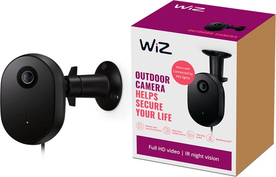 WiZ Slimme Buitencamera - Live video stream - Tweerichtingsaudio - Directe meldingen - Koppel met je slimme WiZ verlichting - Nachtzicht van WiZ